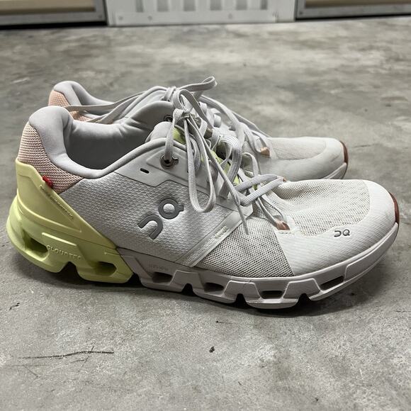 On Womens Cloudflyer 4 White Yellow Pink Running Shoes Sneakers Size W10 - Picture 4 of 9